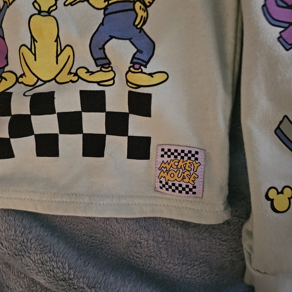 Disney Green Mickey Mouse Cropped Hoodie Sweatshirt - Picture 7 of 9